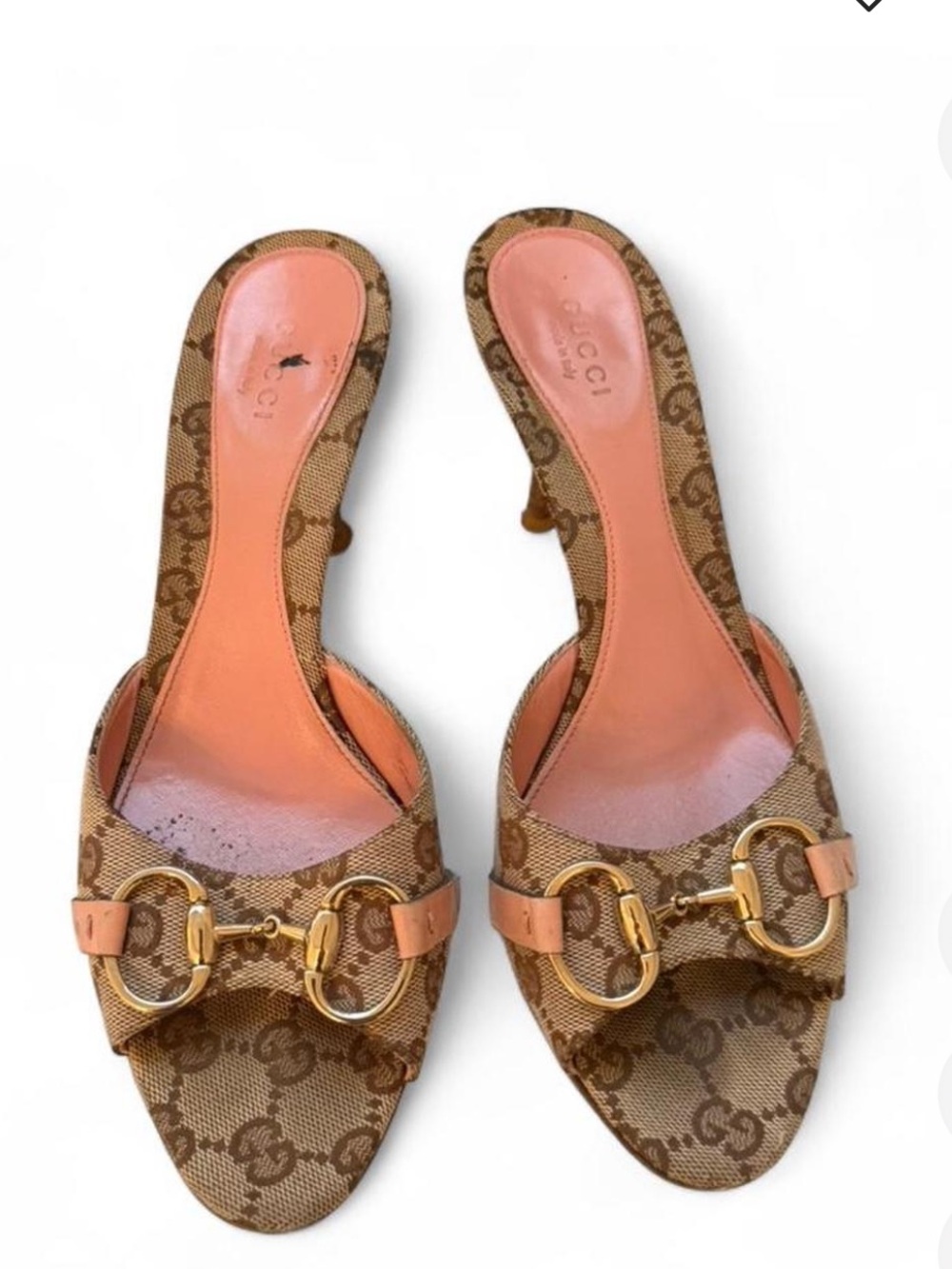 Vintage Gucci Monogram Horsebit Mule Heels,